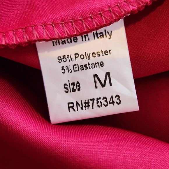 Romantic Red Stretch Sheath Dress w/ Bow Cuffs Made In Italy Cocktail Career Med - Picture 7 of 7